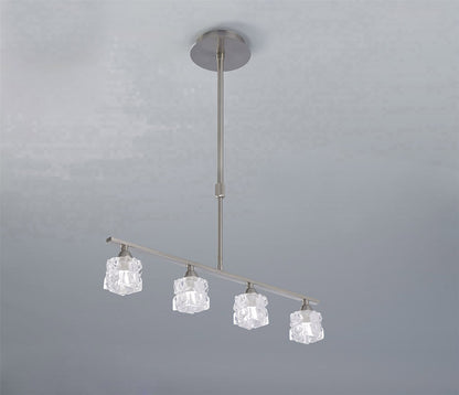Mantra M1857 Ice Linear Pendant 4 Light G9 ECO Bar, Satin Nickel
