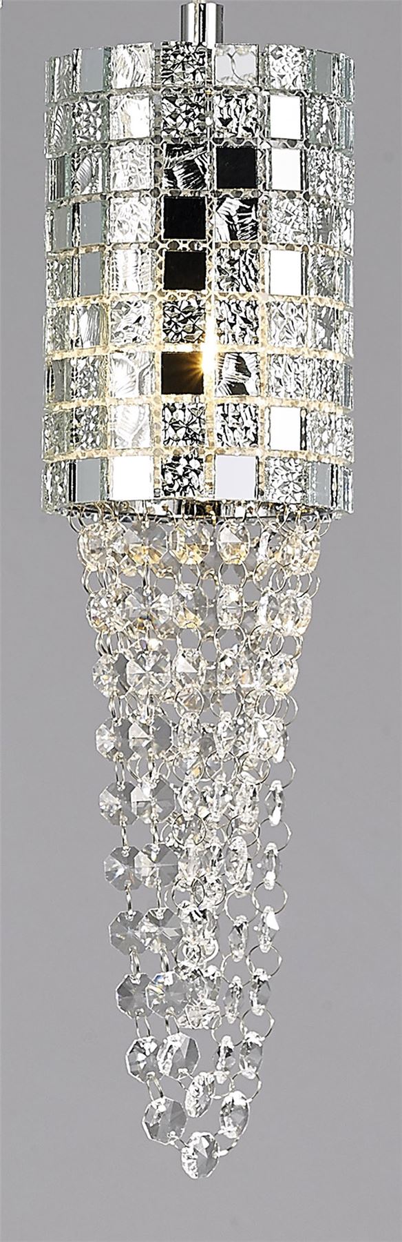 Diyas Camden 35cm  3 Light G9 Round Polished Chrome/Mosaic Glass/Crystal Ceiling Pendant Light Fitting