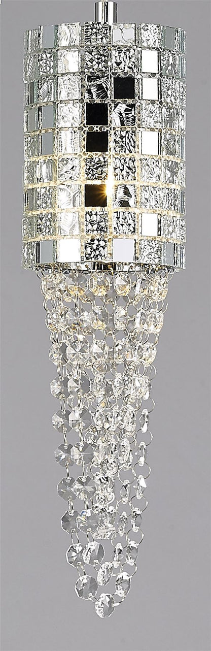 Diyas Camden 35cm  3 Light G9 Round Polished Chrome/Mosaic Glass/Crystal Ceiling Pendant Light Fitting