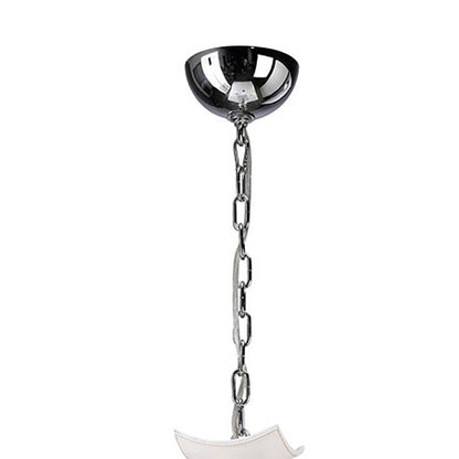 Diyas Nardini 50cm  3 Light E14 Polished Chrome/White Faux Leather/Crystal Ceiling Pendant Light Fitting