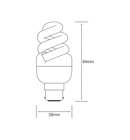 Luxram Super Mini Sup Spiral Super Mini Supreme Spiral B22 9W 2700K Compact Fluorescent Compact