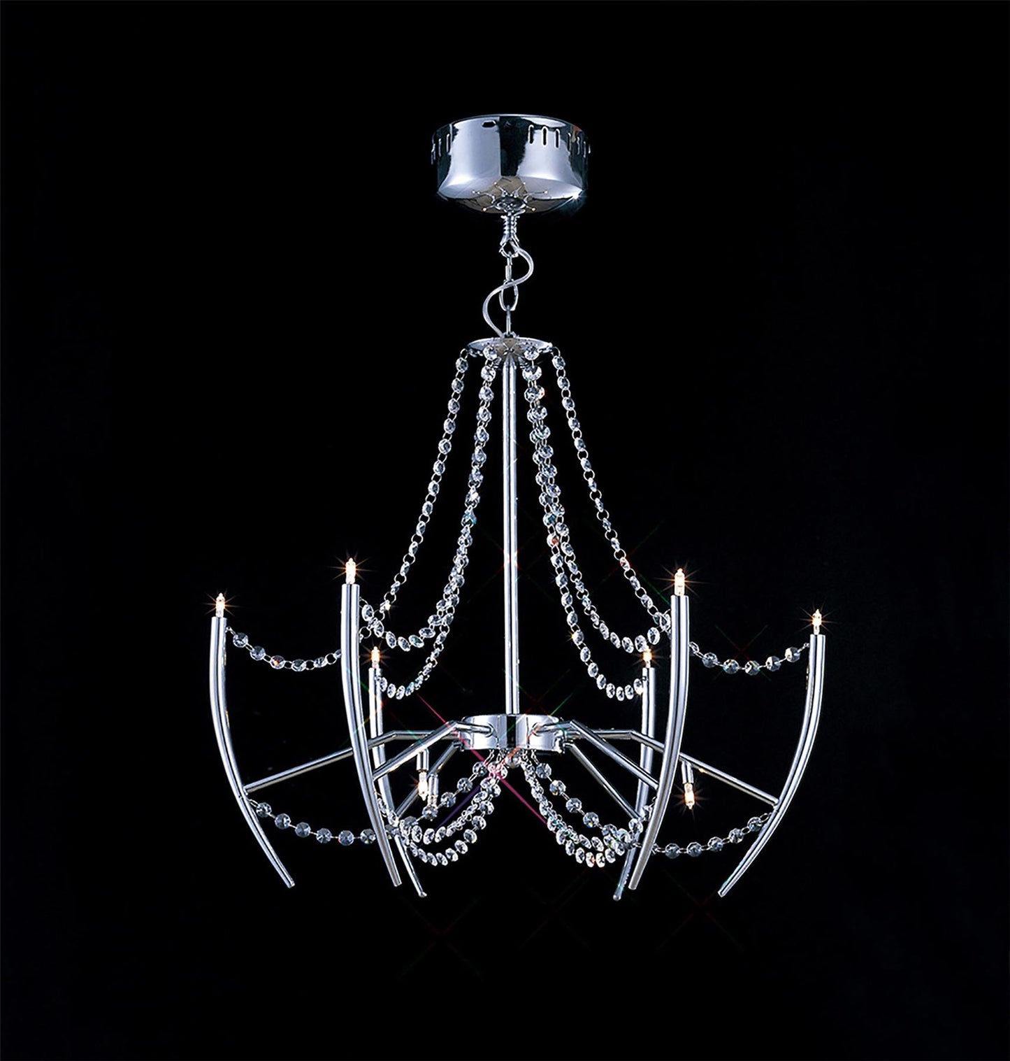 Diyas Zest 60cm  Round 9 Light G4 Polished Chrome/Crystal, NOT LED/CFL Compatible Ceiling Pendant Light Fitting