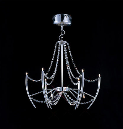 Diyas Zest 60cm  Round 9 Light G4 Polished Chrome/Crystal, NOT LED/CFL Compatible Ceiling Pendant Light Fitting