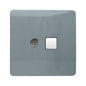Trendi Switch 2 Gang TV Co-Axial & RJ45 Cat 6 Modern Designer PC Ethernet Sockets in Cool Grey