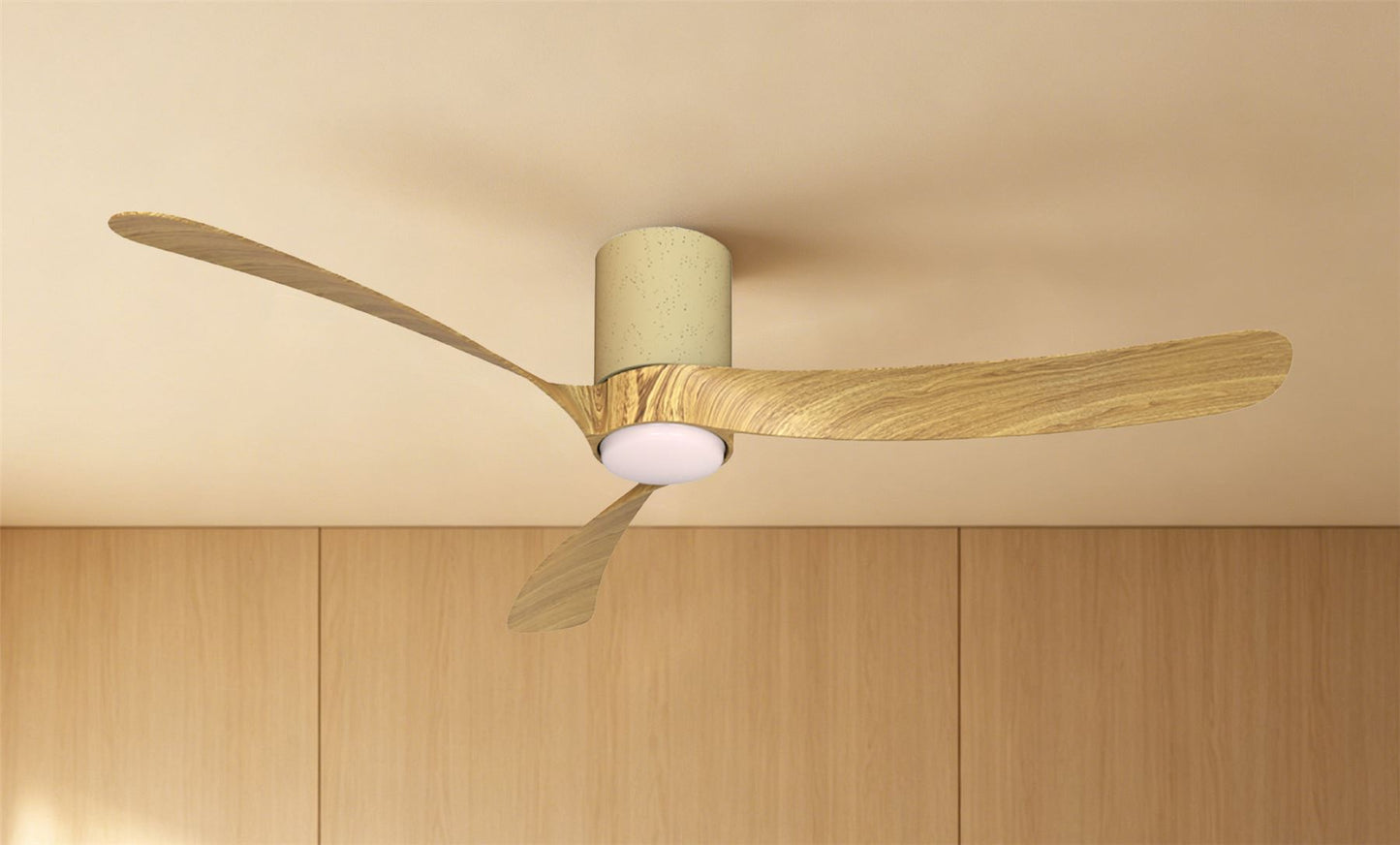 Nemo II L 1.3m 19W LED Dimmable Ceiling Light With Built-In 32W DC Fan, 3000-5000K Remote Control, 3800lm, Wood/White Ceramic, 5yrs Warranty