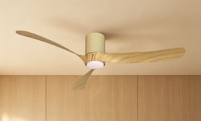 Nemo II L 1.3m 19W LED Dimmable Ceiling Light With Built-In 32W DC Fan, 3000-5000K Remote Control, 3800lm, Wood/White Ceramic, 5yrs Warranty