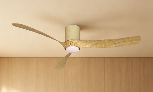 Nemo II L 1.3m 19W LED Dimmable Ceiling Light With Built-In 32W DC Fan, 3000-5000K Remote Control, 3800lm, Wood/White Ceramic, 5yrs Warranty