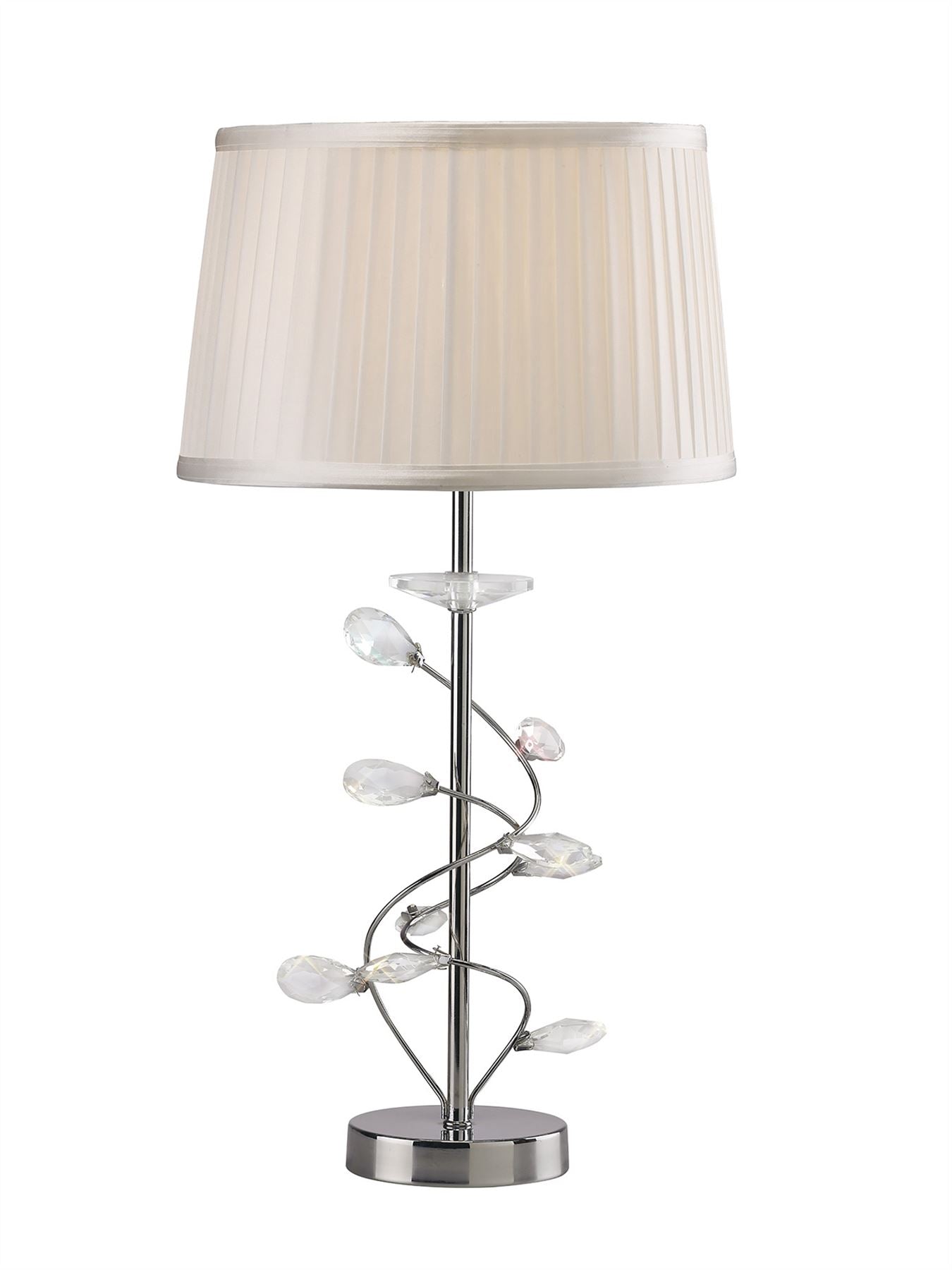 Diyas Willow Crystal Table Lamp with White Shade 1 Light E27 Polished Chrome