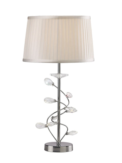 Diyas Willow Crystal Table Lamp with White Shade 1 Light E27 Polished Chrome