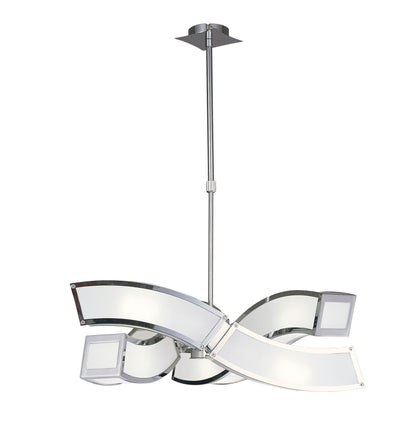 Mantra Duna GU10 58cm Pendant 3 Arm 6 Light L1/SGU10, Polished Chrome/White Acrylic, CFL Lamps INCLUDED
