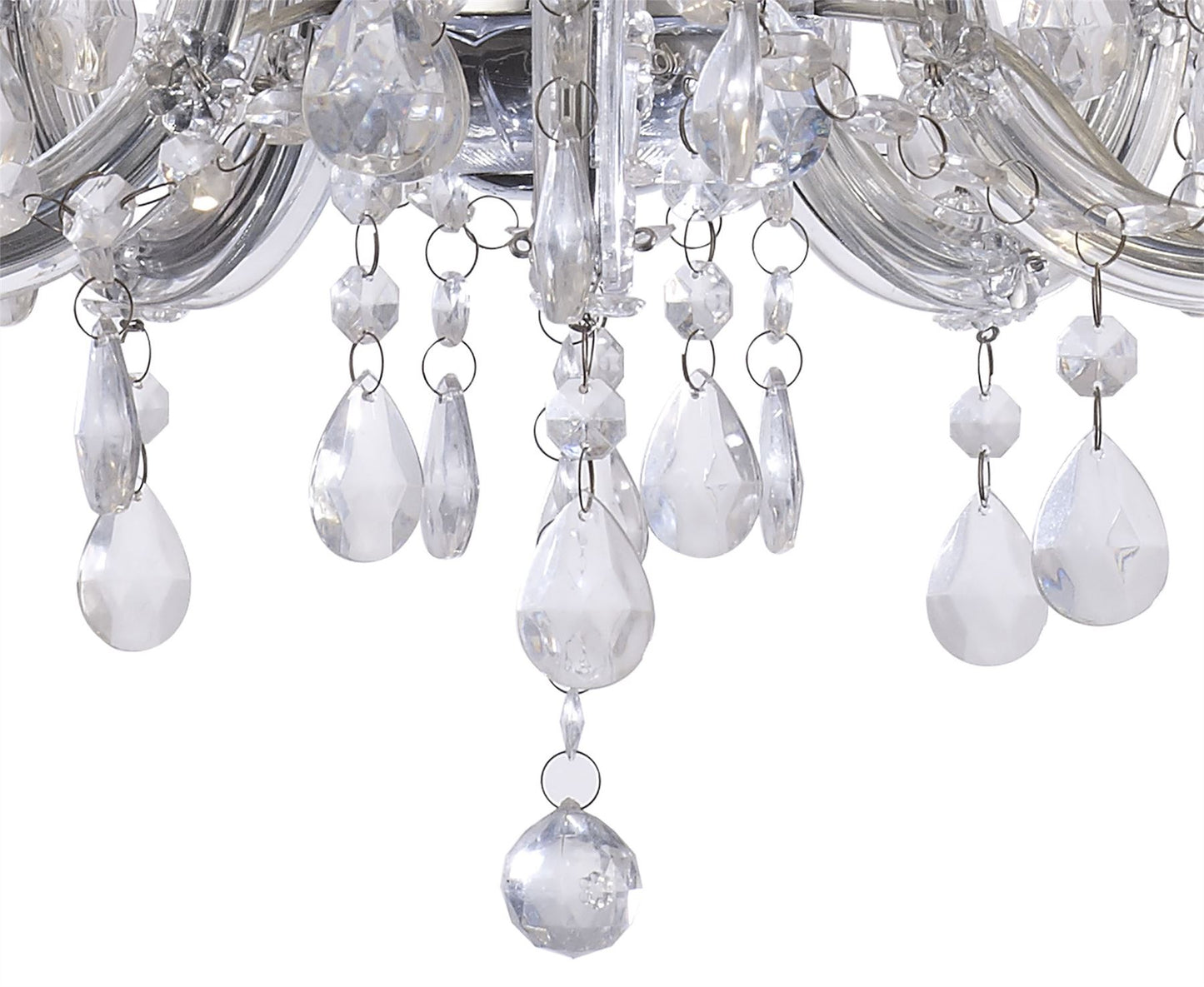 Deco Floria Chandelier with Acrylic Sconce & Acrylic Droplets 5 Light E14 Polished Chrome Finish