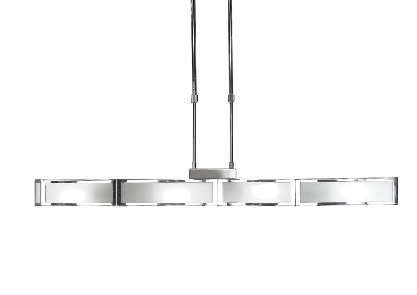 Mantra M0397 Duna E27 Linear Pendant 4 Light E27 Bar, Polished Chrome, White Acrylic