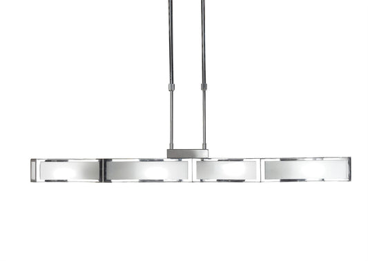 Mantra M0397 Duna E27 Linear Pendant 4 Light E27 Bar, Polished Chrome, White Acrylic