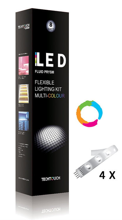 Techtouch Fluid Multi-Coloured Kit 4x12 LED Flexible Strip (8W) Strip