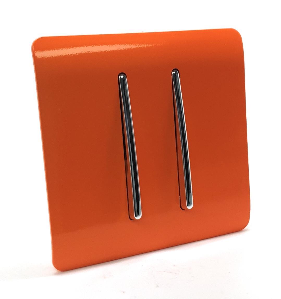 Trendi 2 Gang Artistic Modern Glossy Tactile Home Automation Switch Orange
