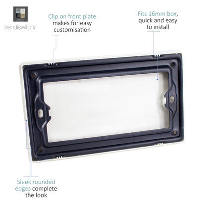 Trendi 2 Gang Artistic Modern Glossy Tactile Double Blanking Plate in Matt White - ART-2BLKMWH
