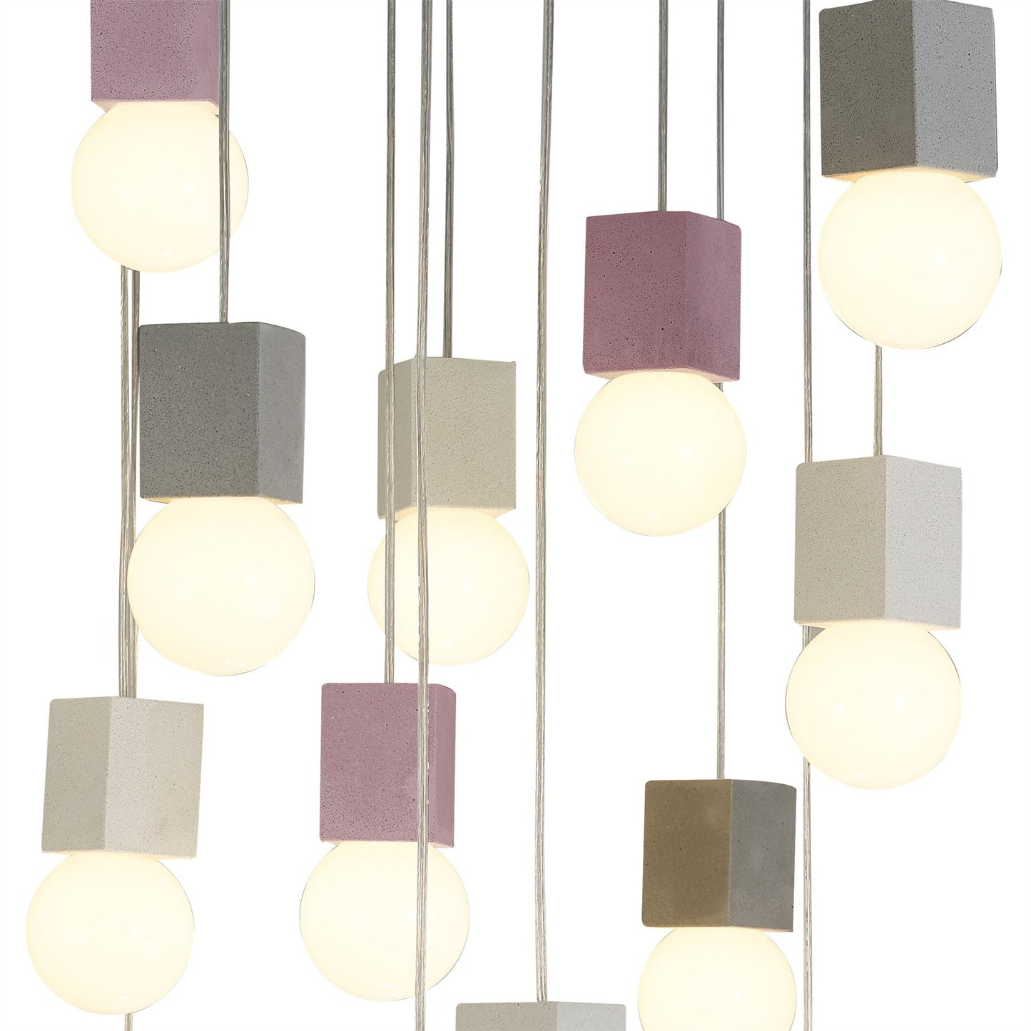 Mantra Galaxia 90cm Pendant Square, 15 Light E27, White/Grey/Red Cement, White Base & Cable, Item Weight: 19.4kg