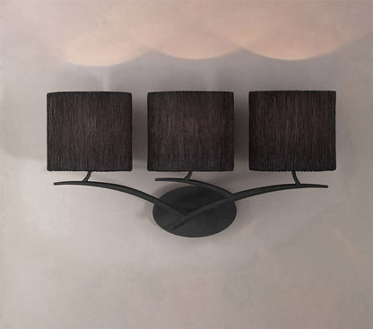 Mantra Eve Wall Light Switched 3 Light E27, Anthracite with White Oval Shades