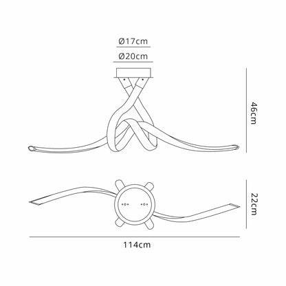 Mantra Armonia Semi Flush Bow, Dimmable, 50W LED, 3000K, 3750lm, Titanium, Frosted Acrylic, 3yrs Warranty Ceiling