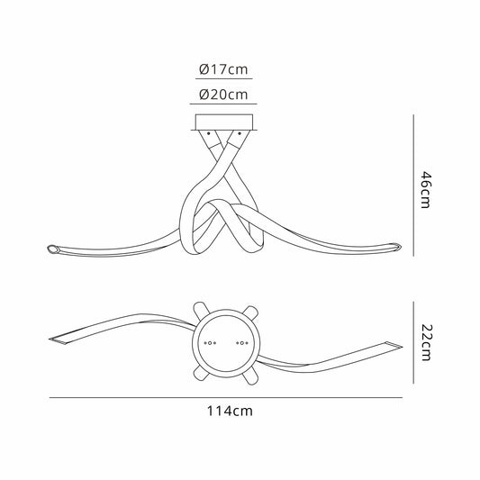 Mantra Armonia Semi Flush Bow, Dimmable, 50W LED, 3000K, 3750lm, Titanium, Frosted Acrylic, 3yrs Warranty Ceiling