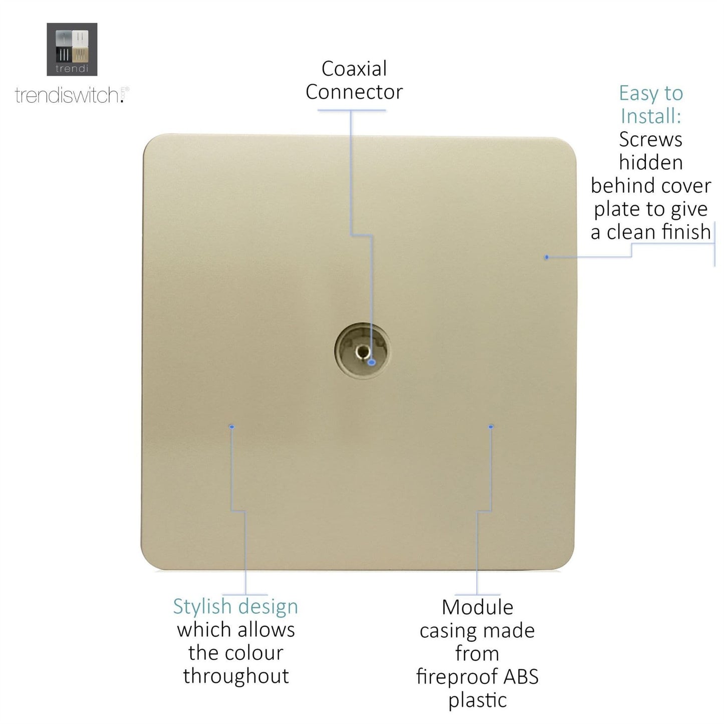 Trendi Artistic Modern Glossy Tactile TV Socket Gold ART-TVSGO