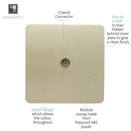 Trendi Artistic Modern Glossy Tactile TV Socket Gold ART-TVSGO