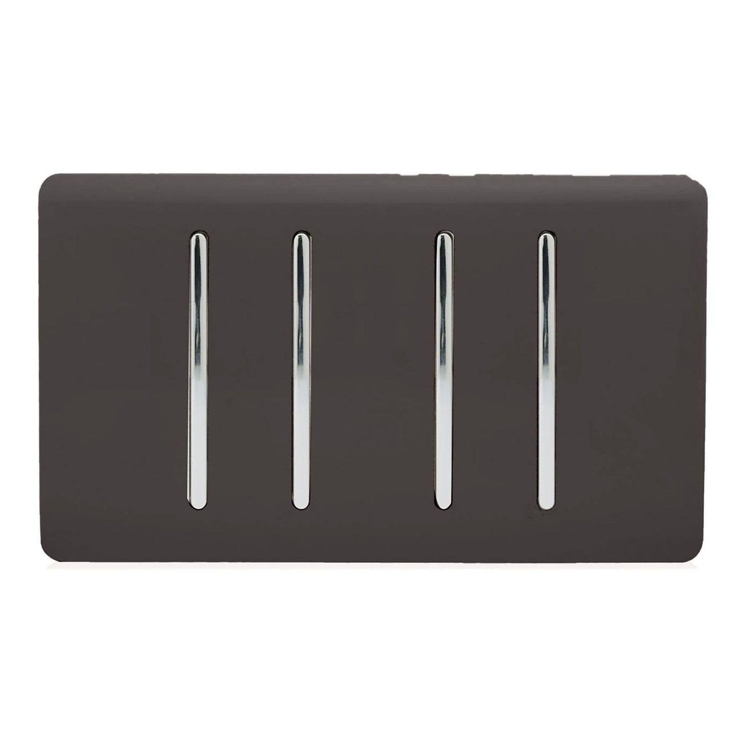 Trendi 4 Gang (2 Way & 2xIntermediate) Glossy 10 Amp Rocker Light Switch Dark Brown