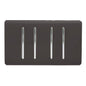 Trendi 4 Gang (2 Way & 2xIntermediate) Glossy 10 Amp Rocker Light Switch Dark Brown