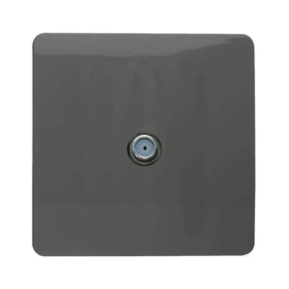 Trendi 1 Gang Artistic Modern Glossy Screwless Television Satellite Socket Charcoal