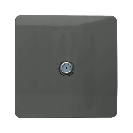 Trendi 1 Gang Artistic Modern Glossy Screwless Television Satellite Socket Charcoal