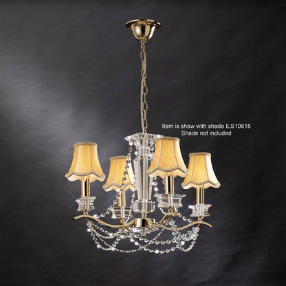 Diyas Nydia 55cm  4 Light E14 French Gold/Crystal Ceiling Pendant Light Fitting