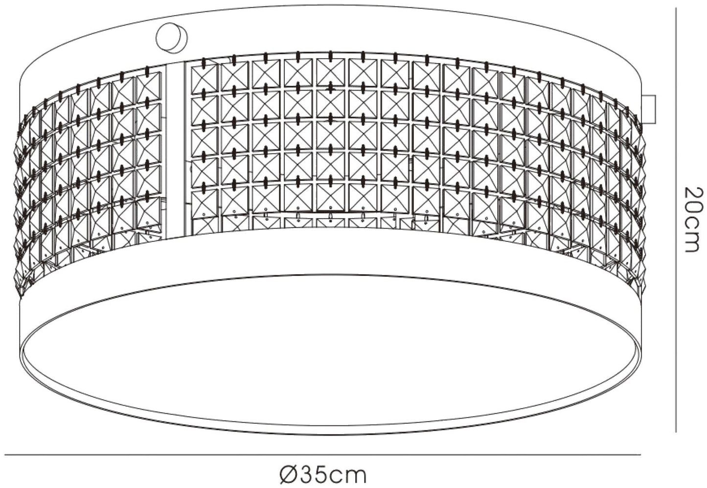 Diyas Celsa 35cm Flush  3 Light E14 Polished Chrome/White Faux Leather/Crystal Ceiling Light Fitting