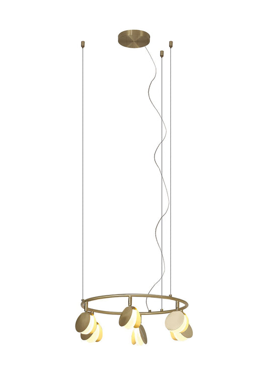 Mantra Shell 46cm 6 Light Pendant, Round, 30W LED, 3000K, 1590lm, Gold, 3yrs Warranty
