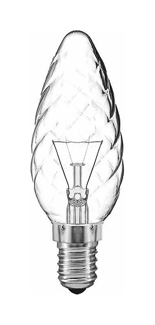 Luxram Candle 35mm Twisted E14 Clear 60W Incandescent/T Incandescent