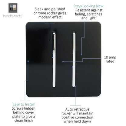 Trendi Artistic Modern Auto Retractive 2 Door Bell Switch Black ART-2DBBK