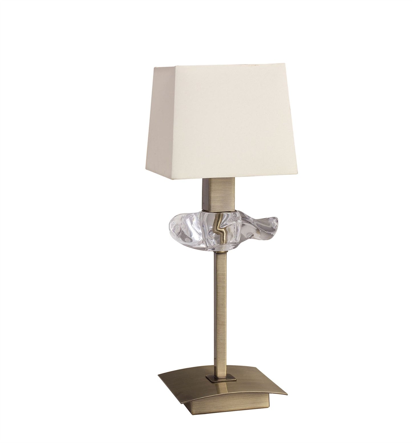 Mantra Akira Table Lamp 1 Light E14, Antique Brass with Cream Shade