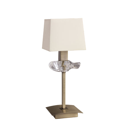Mantra Akira Table Lamp 1 Light E14, Antique Brass with Cream Shade