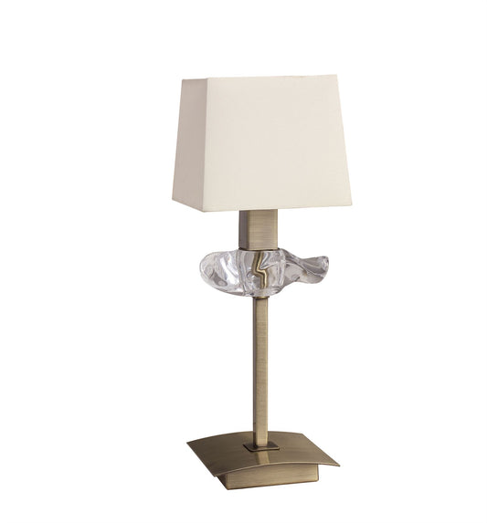 Mantra Akira Table Lamp 1 Light E14, Antique Brass with Cream Shade