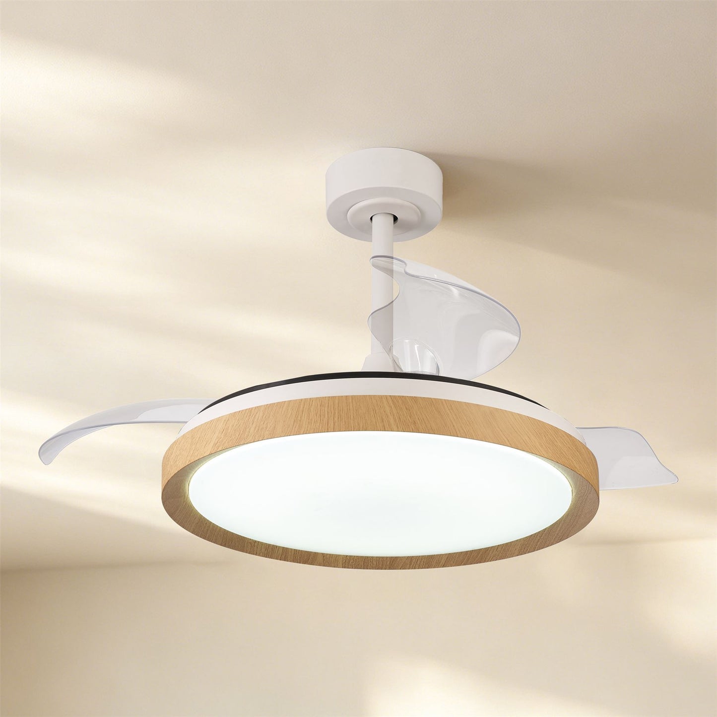 Mistral 51cm 50W LED Dimmable Ceiling Light With Built-In 28W DC Fan, 3000-6500K Remote Control, 3200lm, Wood, 5yrs Warranty