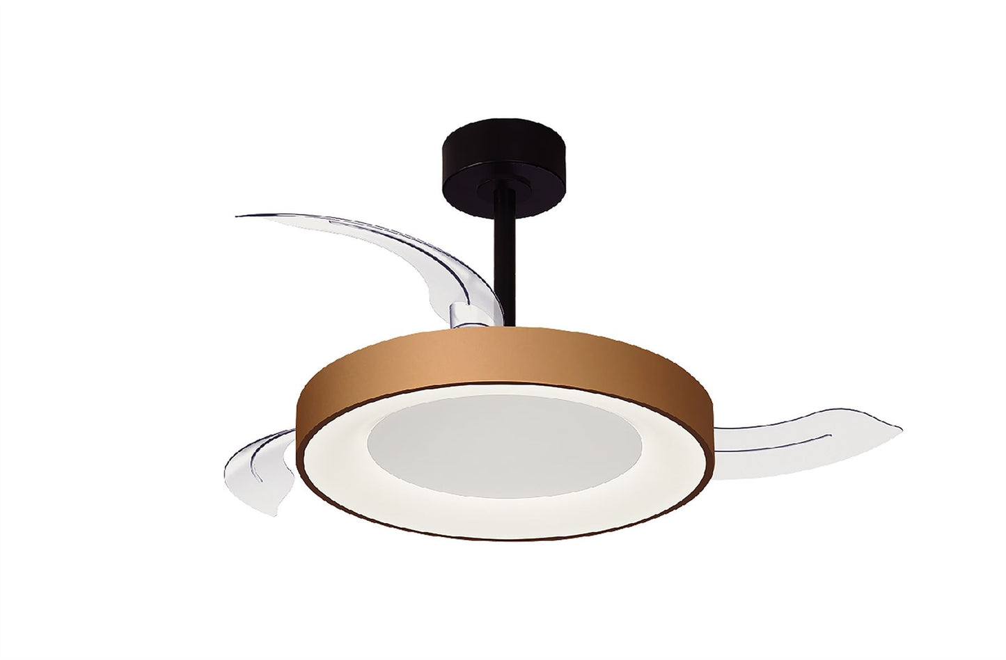 Niseko Fan S 40cm 45W LED Dimmable Ceiling Light With Built-In 25W DC Fan, 2700-5000K Remote Control, 5000lm, Gold/Black, 5yrs Warranty