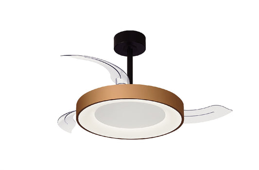 Niseko Fan S 40cm 45W LED Dimmable Ceiling Light With Built-In 25W DC Fan, 2700-5000K Remote Control, 5000lm, Gold/Black, 5yrs Warranty