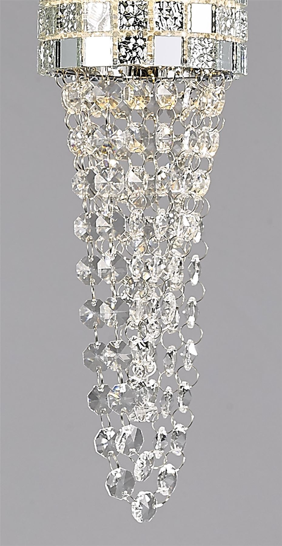 Diyas Camden 35cm  3 Light G9 Round Polished Chrome/Mosaic Glass/Crystal Ceiling Pendant Light Fitting