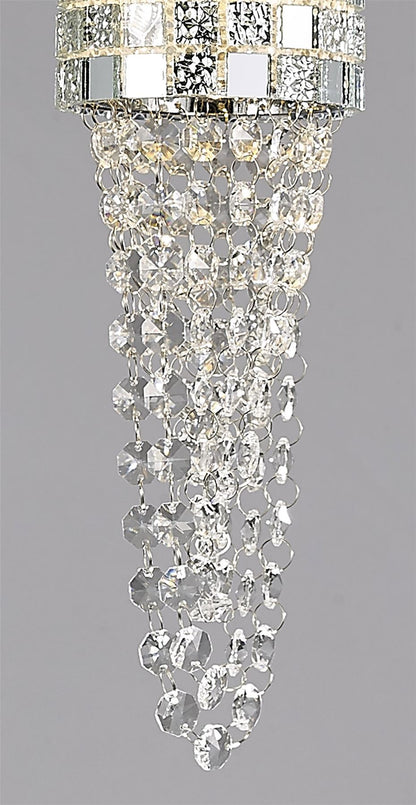Diyas Camden 35cm  3 Light G9 Round Polished Chrome/Mosaic Glass/Crystal Ceiling Pendant Light Fitting
