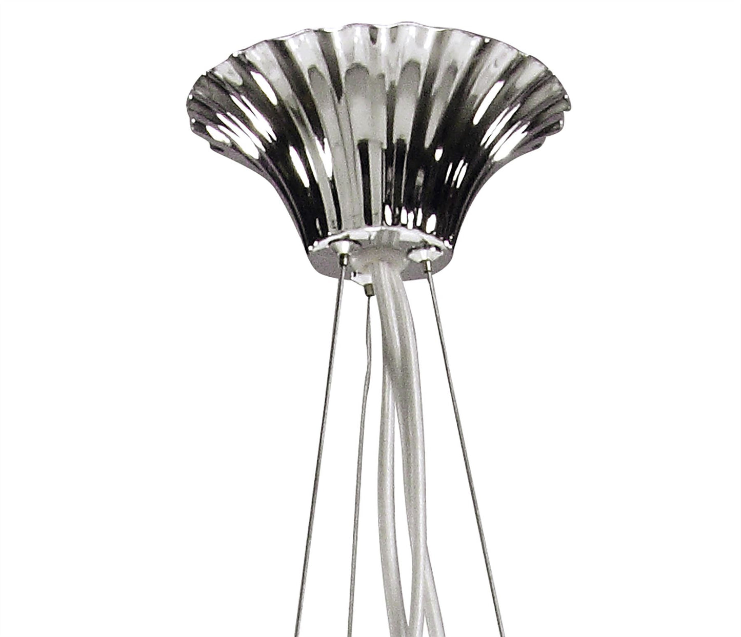 Mantra Lucca 65cm Pendant 3 Light E27, Polished Chrome with White Shades & Clear Crystal