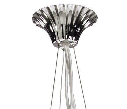 Mantra Lucca 65cm Pendant 3 Light E27, Polished Chrome with White Shades & Clear Crystal