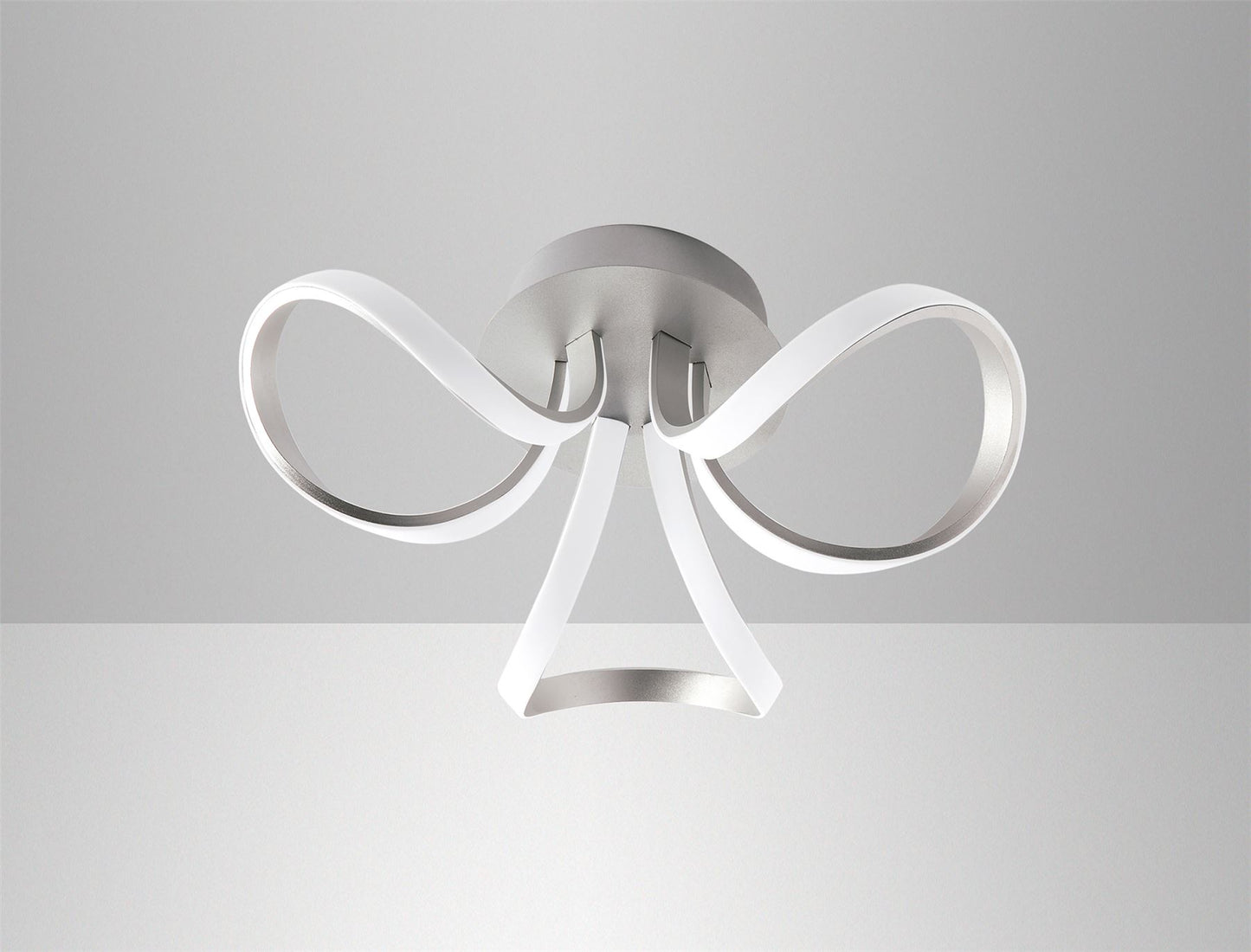 Mantra M4994 Knot Dimmable Ceiling 48cm Round 36W LED 3 Looped Arms 3000K, Silver/Frosted Acrylic - M4994 Ceiling