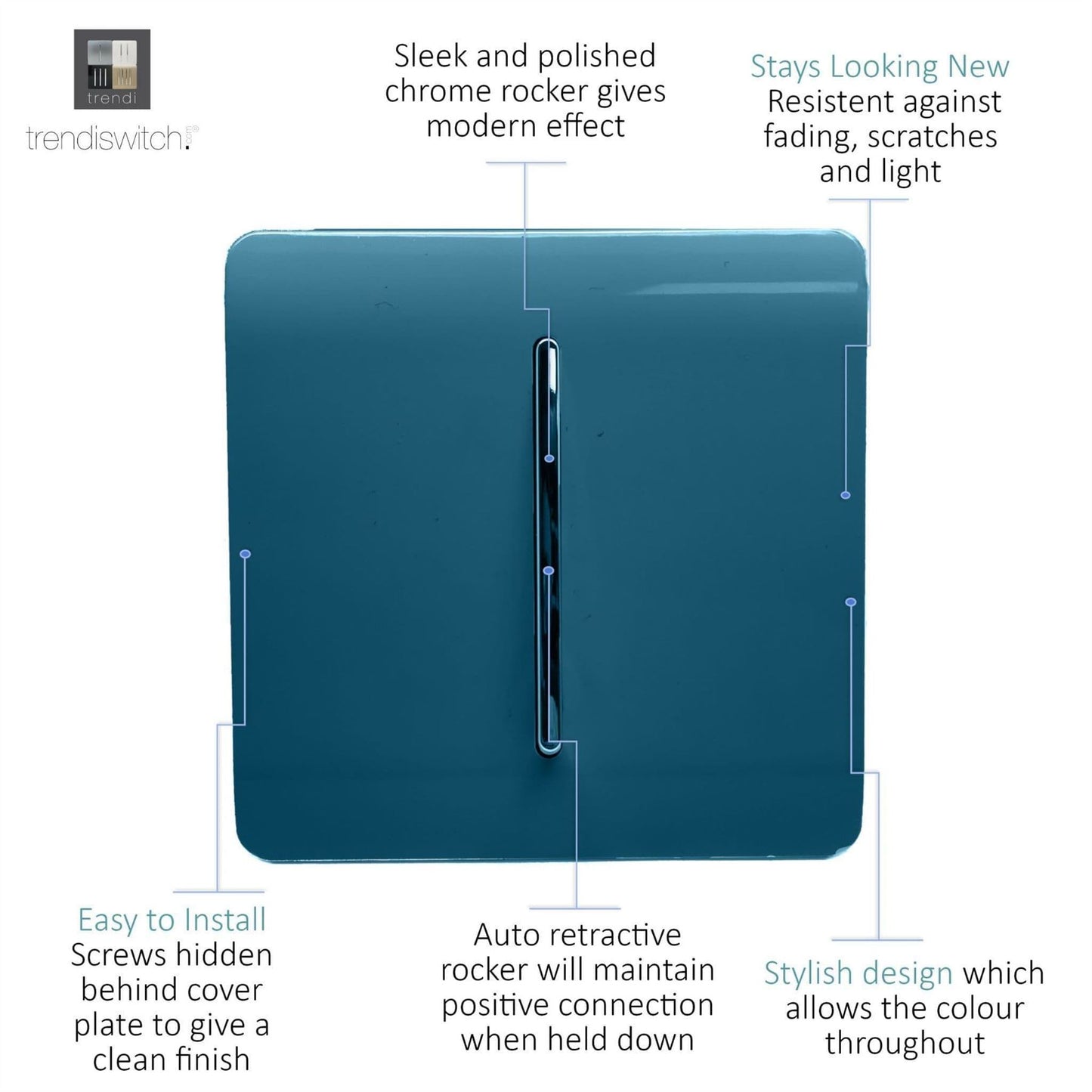 Trendi Artistic Modern Glossy Home Automation Switch Midnight Blue