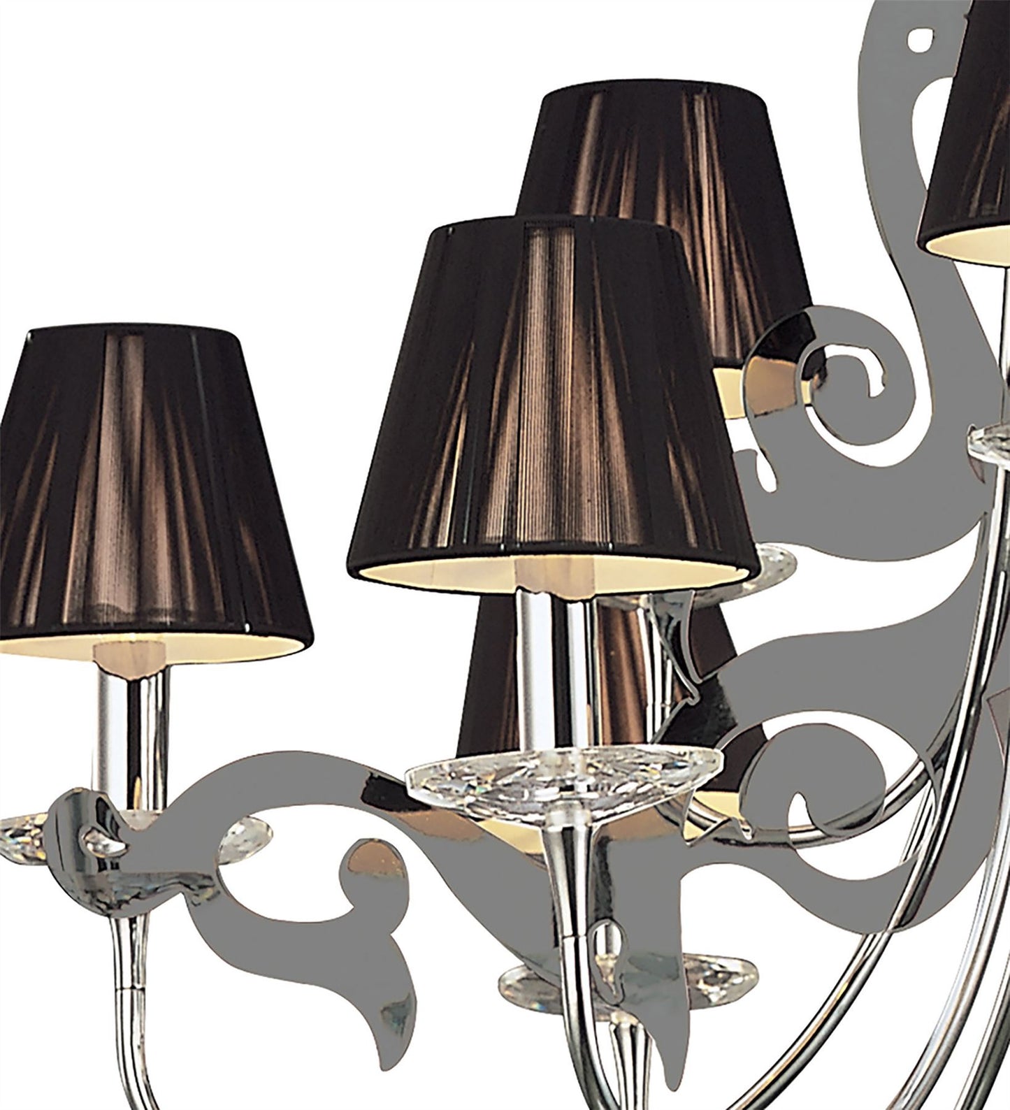 Mantra Acanto 84cm Pendant Round 9 Light E14, Polished Chrome with Black Shades