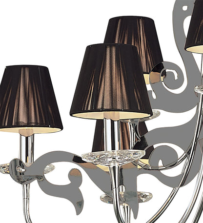 Mantra Acanto 84cm Pendant Round 9 Light E14, Polished Chrome with Black Shades