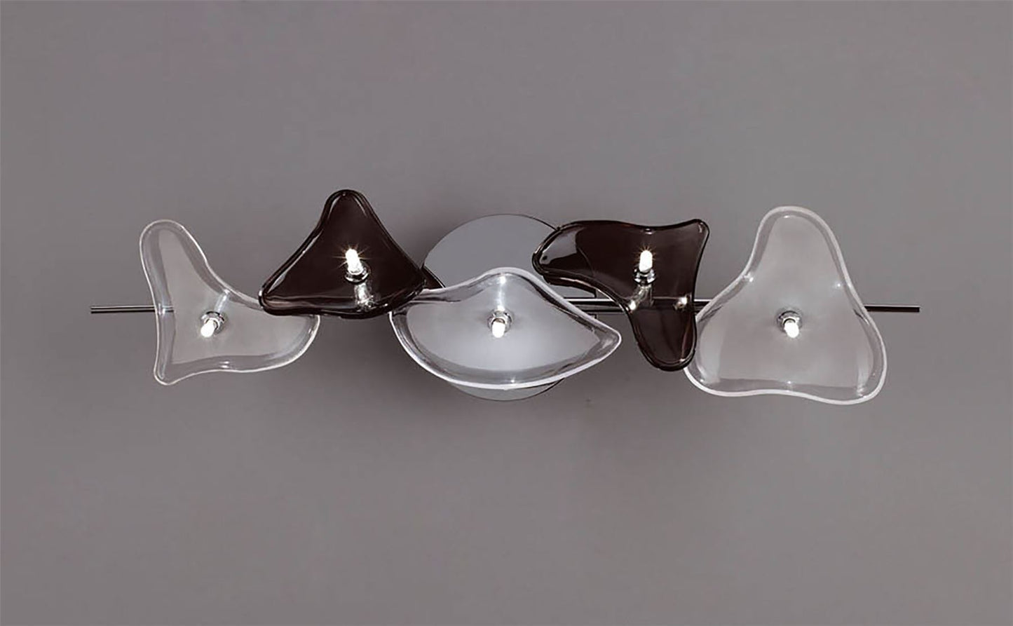 Mantra Otto Ceiling/Wall 5 Light G4 Bar, Polished Chrome/Frosted Glass/Black Glass, NOT LED/CFL Compatible